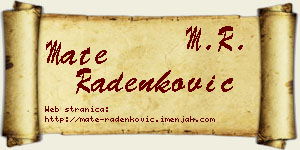 Mate Radenković vizit kartica